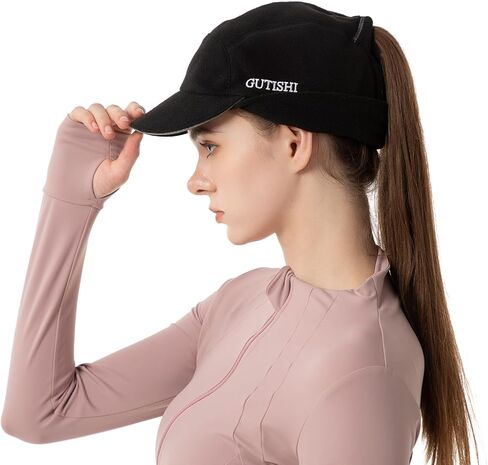 GUTISHI Ponytail Winter Hats for Women Reflective Fleece Ponytail Hat for Running Workouts in Saudi Arabia