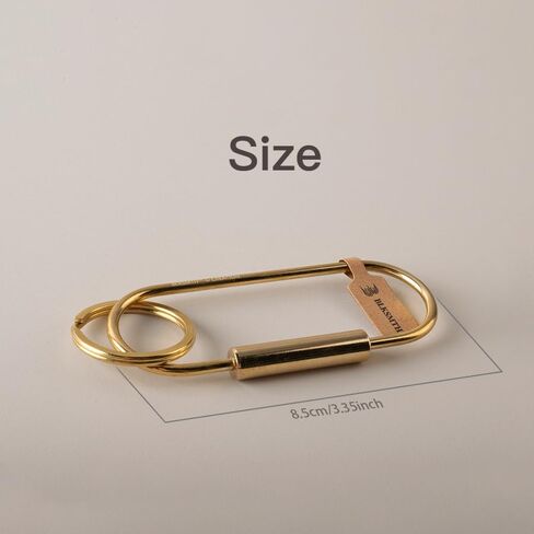BLKSMTH Brass Paperclip Keychain, Decorative Key Ring Holder, 3.35 inch Golden in Saudi Arabia