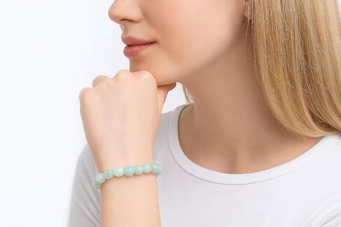 Gemstone Beads Stretch Bracelet – 7 to 7.5 Inch Elastic Round Beads Bracelet for Women & Men, Natural Crystal Healing Jewelry, Handmade Unisex Energy Gift in Saudi Arabia