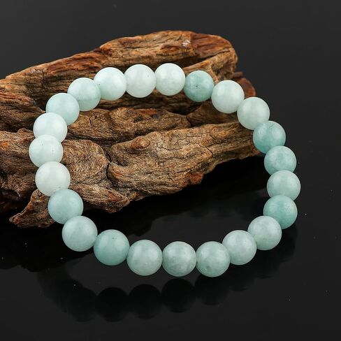 Gemstone Beads Stretch Bracelet – 7 to 7.5 Inch Elastic Round Beads Bracelet for Women & Men, Natural Crystal Healing Jewelry, Handmade Unisex Energy Gift in Saudi Arabia