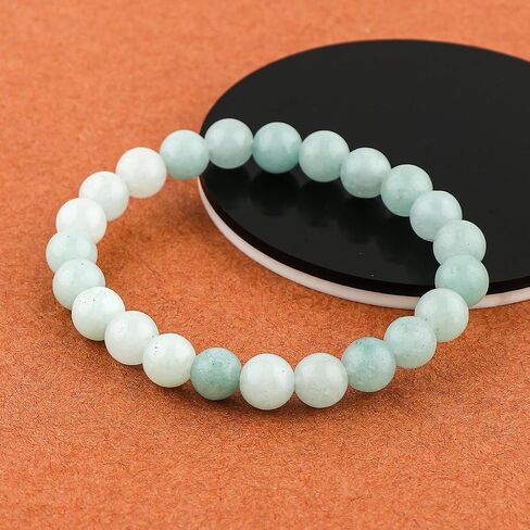 Gemstone Beads Stretch Bracelet – 7 to 7.5 Inch Elastic Round Beads Bracelet for Women & Men, Natural Crystal Healing Jewelry, Handmade Unisex Energy Gift in Saudi Arabia