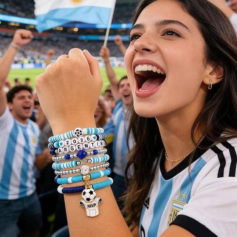 أساور كرة القدم للنساء مجموعة أساور قابلة للتكديس مطرزة بالخرز 2026 مجوهرات يوم اللعبة مع سحر رياضي وإكسسوارات المعجبين وأساور الصداقة in Kuwait