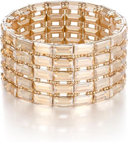 Flyonce Multi Row Crystal Bracelet for Women, Sparkly Rhinestone Stretch Bracelets for Wedding Party Brides Bridal in Saudi Arabia