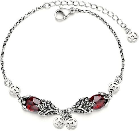 Fengshui Pi Xiu Ruby Bracelet Copper Coins Bracelets, 925 Stering Silver Blessing Bracelets, Attract Wealth and Good Luck Vintage Amulet, Simple Lucky Fengshui Decor for Men and Women in Saudi Arabia