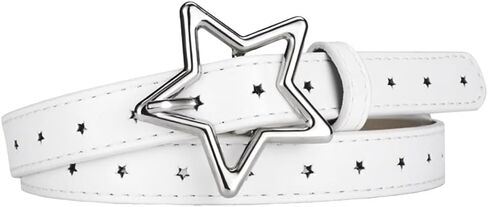 Retro Star Y2k Belt White Adjustable Belts for Women Dresses Skirt Belt Punk Rock Charms for Girls Cowgirl Outfits Vintage Gothic Clothing Accessories Y2k Belts for Women Girls Gen Z Clothes in Saudi Arabia