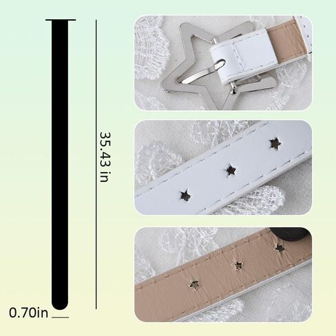 Retro Star Y2k Belt White Adjustable Belts for Women Dresses Skirt Belt Punk Rock Charms for Girls Cowgirl Outfits Vintage Gothic Clothing Accessories Y2k Belts for Women Girls Gen Z Clothes in Saudi Arabia