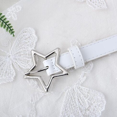 Retro Star Y2k Belt White Adjustable Belts for Women Dresses Skirt Belt Punk Rock Charms for Girls Cowgirl Outfits Vintage Gothic Clothing Accessories Y2k Belts for Women Girls Gen Z Clothes in Saudi Arabia