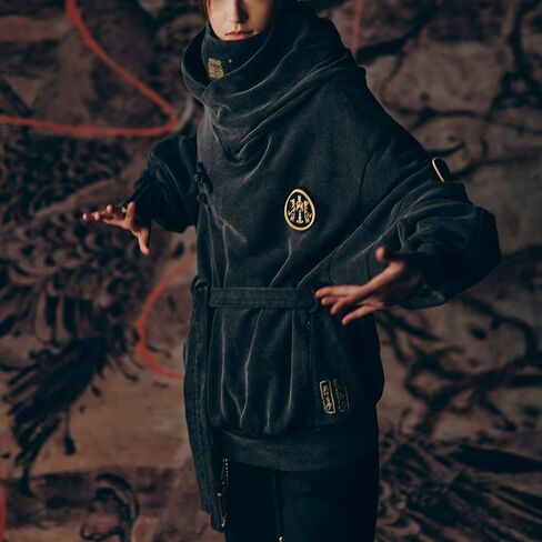 XYXIONGMAO Men's Black Futuristic Techwear Streetwear Hoodies Japanese Hip Hop Kanji Designer Baggy Hoodie in Saudi Arabia