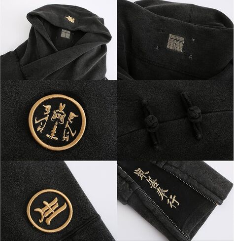 XYXIONGMAO Men's Black Futuristic Techwear Streetwear Hoodies Japanese Hip Hop Kanji Designer Baggy Hoodie in Saudi Arabia
