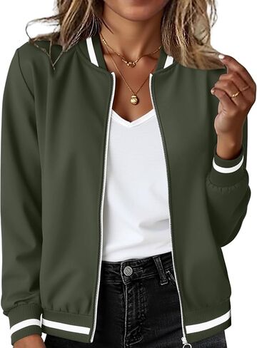 Magritta Women's Bomber Jacket Casual Coat Zip Up Outerwear Windbreaker Fall Jackets for Women Trendy in Saudi Arabia