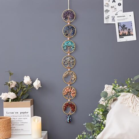 7 Chakra Stones Healing Crystals Life Tree Wall Hanging Ornament Decoration for Good Luck Reiki Yoga Meditation Protection Mothers Day Mom Gifts in Saudi Arabia