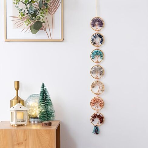 7 Chakra Stones Healing Crystals Life Tree Wall Hanging Ornament Decoration for Good Luck Reiki Yoga Meditation Protection Mothers Day Mom Gifts in Saudi Arabia