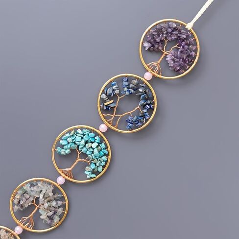 7 Chakra Stones Healing Crystals Life Tree Wall Hanging Ornament Decoration for Good Luck Reiki Yoga Meditation Protection Mothers Day Mom Gifts in Saudi Arabia