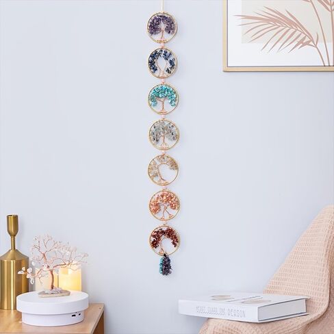 7 Chakra Stones Healing Crystals Life Tree Wall Hanging Ornament Decoration for Good Luck Reiki Yoga Meditation Protection Mothers Day Mom Gifts in Saudi Arabia