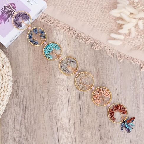 7 Chakra Stones Healing Crystals Life Tree Wall Hanging Ornament Decoration for Good Luck Reiki Yoga Meditation Protection Mothers Day Mom Gifts in Saudi Arabia