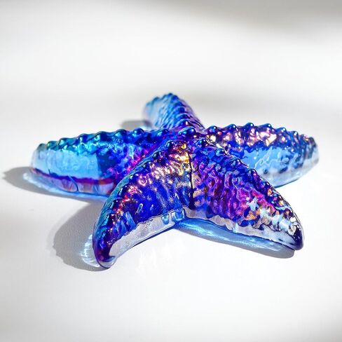 Hand Blown Glass Starfish Figurines, Blue Sea Animal Ornament for Home Decoration, Tiny Collectible Glass Sea Animals as Seasonal Gifts in Saudi Arabia