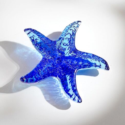 Hand Blown Glass Starfish Figurines, Blue Sea Animal Ornament for Home Decoration, Tiny Collectible Glass Sea Animals as Seasonal Gifts in Saudi Arabia