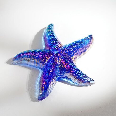 Hand Blown Glass Starfish Figurines, Blue Sea Animal Ornament for Home Decoration, Tiny Collectible Glass Sea Animals as Seasonal Gifts in Saudi Arabia