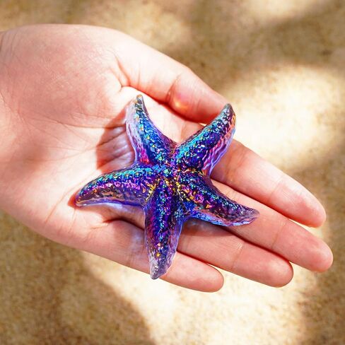 Hand Blown Glass Starfish Figurines, Blue Sea Animal Ornament for Home Decoration, Tiny Collectible Glass Sea Animals as Seasonal Gifts in Saudi Arabia