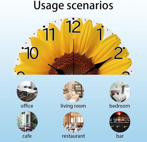 CHGCRAFT Sunflower Pattern Wall Clock Sunflower Non-Ticking Clock 12 Inch Round Decorative Clocks Printed Wall Clocks for Home Office Decoration in Saudi Arabia