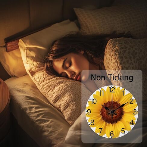CHGCRAFT Sunflower Pattern Wall Clock Sunflower Non-Ticking Clock 12 Inch Round Decorative Clocks Printed Wall Clocks for Home Office Decoration in Saudi Arabia