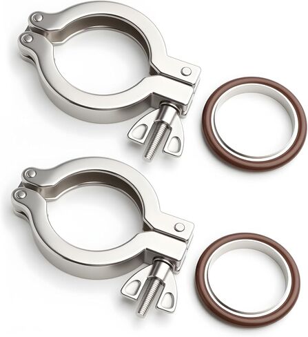 KF50 Stainless Steel 304 Clamp with Centering Ring, 2pcs | Stainless Steel 304 Centering Ring, Viton O-ring, Quick Clamps in Saudi Arabia