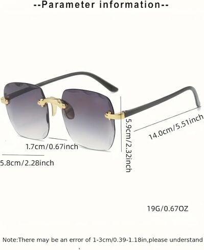 Frameless Large Frame Square Gradient Sunglasses Gradient Lenses UV400 Protective Women's Sunglasses in Saudi Arabia