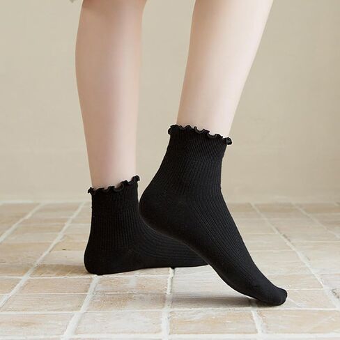 Womens Folded Floral Socks Set of 6 Pairs Soft Cotton Blend Ankle Socks in Saudi Arabia