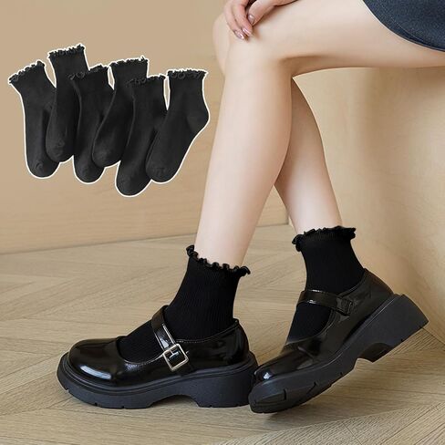 Womens Folded Floral Socks Set of 6 Pairs Soft Cotton Blend Ankle Socks in Saudi Arabia