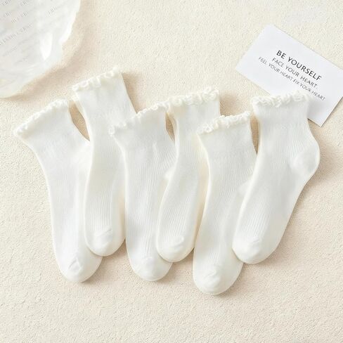 Womens Folded Floral Socks Set of 6 Pairs Soft Cotton Blend Ankle Socks in Saudi Arabia