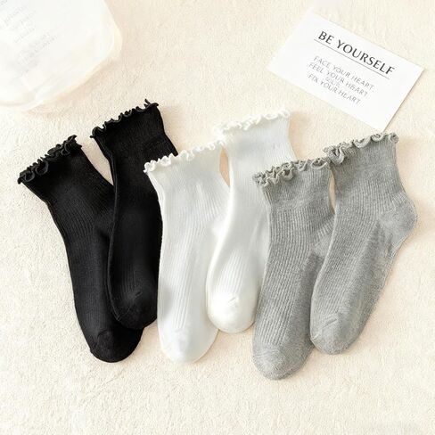 Womens Folded Floral Socks Set of 6 Pairs Soft Cotton Blend Ankle Socks in Saudi Arabia