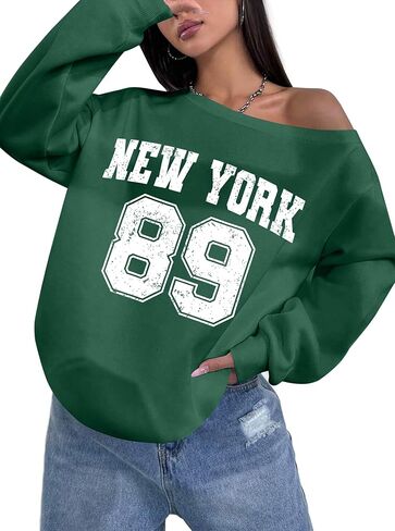KIDDAD Jersey Sweatshirt for Women Off the Shoulder Sweatshirts Los Angeles Shirt Fall Casual Long Sleeve Top in Saudi Arabia