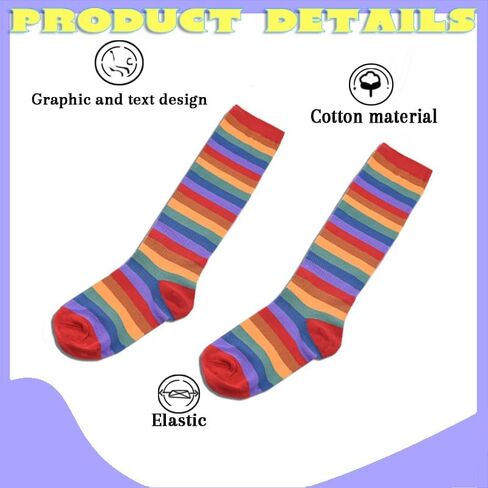 Rainbow Striped Knee Calf Socks for Women Long Stockings for Women Colorful High Socks for Sister Costume Accessories for Friend Birthday Gifts for Daughter Granddaughter 7.87 * 13.78 Inch in Saudi Arabia