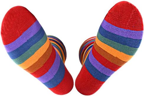 Rainbow Striped Knee Calf Socks for Women Long Stockings for Women Colorful High Socks for Sister Costume Accessories for Friend Birthday Gifts for Daughter Granddaughter 7.87 * 13.78 Inch in Saudi Arabia