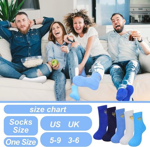 JenPen 5 Pairs Hanukkah Fuzzy Socks Novelty Chanukah Blue and White Menorah Fuzzy Slipper Socks Women Jewish Funny Hanukkah Christmas Holiday Gifts in Saudi Arabia