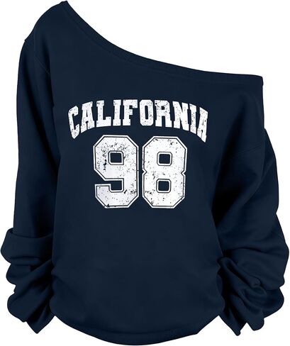 KIDDAD Jersey Sweatshirt for Women Off the Shoulder Sweatshirts Los Angeles Shirt Fall Casual Long Sleeve Top in Saudi Arabia
