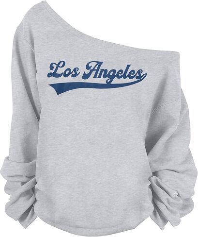 KIDDAD Jersey Sweatshirt for Women Off the Shoulder Sweatshirts Los Angeles Shirt Fall Casual Long Sleeve Top in Saudi Arabia