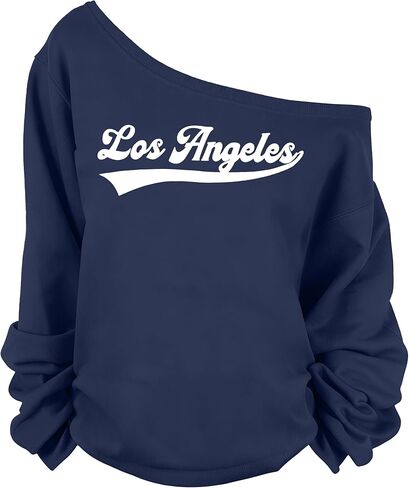 KIDDAD Jersey Sweatshirt for Women Off the Shoulder Sweatshirts Los Angeles Shirt Fall Casual Long Sleeve Top in Saudi Arabia