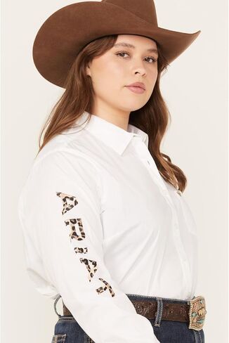 Ariat Women’s Team Kirby Stretch Shirt White/Leopard in Saudi Arabia