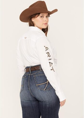 Ariat Women’s Team Kirby Stretch Shirt White/Leopard in Saudi Arabia