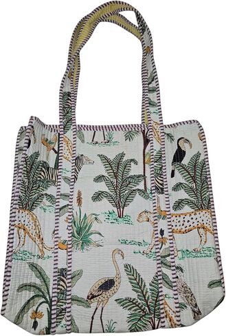 RamVicraft Cotton Handblock Print Women's Tote Bag Purse Shoulder Bag For Shopping & Grocery Stylish Large Bag Gift for Her in Saudi Arabia