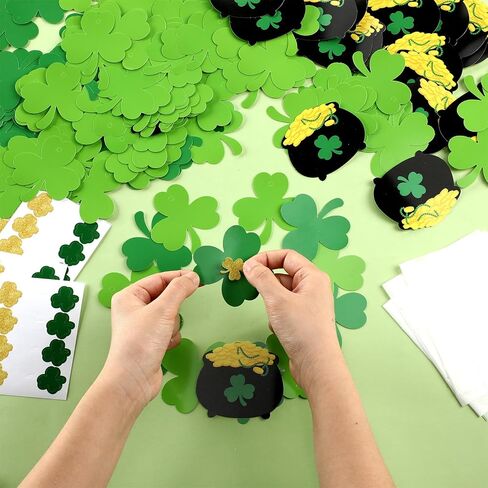 Engrowtic 24 Sets St. Patrick's Day Wreath Crafts Kits Shamrock Ornament Craft Irish Shamrock Decorations Lucky Clover Crafts for Kids Classroom DIY Home Activities Party Favors in Saudi Arabia