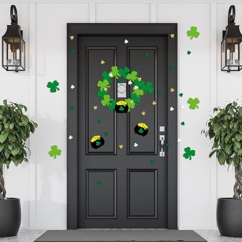 Engrowtic 24 Sets St. Patrick's Day Wreath Crafts Kits Shamrock Ornament Craft Irish Shamrock Decorations Lucky Clover Crafts for Kids Classroom DIY Home Activities Party Favors in Saudi Arabia