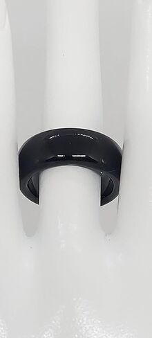 Black ONYX Ring. Big Onyx dome Ring. Large solid stone statement Ring for him/her. Dome Ring buffed gemstone onyx Ring. Size 10. in Saudi Arabia