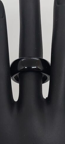 Black ONYX Ring. Big Onyx dome Ring. Large solid stone statement Ring for him/her. Dome Ring buffed gemstone onyx Ring. Size 10. in Saudi Arabia