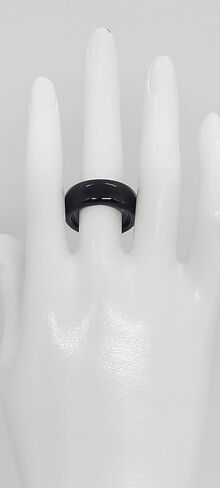 Black ONYX Ring. Big Onyx dome Ring. Large solid stone statement Ring for him/her. Dome Ring buffed gemstone onyx Ring. Size 10. in Saudi Arabia