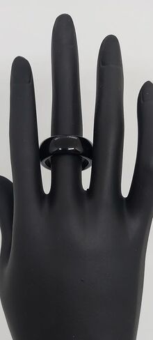 Black ONYX Ring. Big Onyx dome Ring. Large solid stone statement Ring for him/her. Dome Ring buffed gemstone onyx Ring. Size 10. in Saudi Arabia
