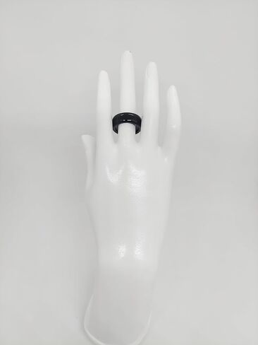 Black ONYX Ring. Big Onyx dome Ring. Large solid stone statement Ring for him/her. Dome Ring buffed gemstone onyx Ring. Size 10. in Saudi Arabia