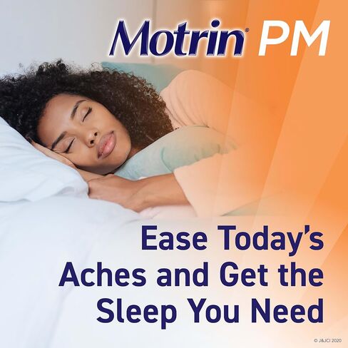 Motrin PM Pain Relief Caplets with 200 mg Ibuprofen & 38 mg Diphenhydramine Sleep Aid, Nighttime Pain Reliever for Minor Aches & Pains Helps You Fall Asleep & Stay Asleep, 20 ct in Saudi Arabia