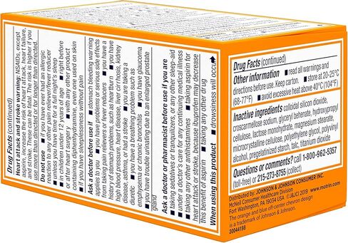 Motrin PM Pain Relief Caplets with 200 mg Ibuprofen & 38 mg Diphenhydramine Sleep Aid, Nighttime Pain Reliever for Minor Aches & Pains Helps You Fall Asleep & Stay Asleep, 20 ct in Saudi Arabia